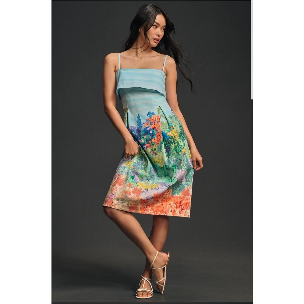 NWOT Anthropologie Sleeveless Printed Dress.  Size XL Petite.  Ret $178